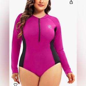 Holipick  One Piece Rash Guard Long Sleeve Swimsuit Zipper UPF 50+ Surfing